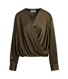 Essentiel Antwerp Draping Wrap Top Tops Groen Kolkwitzia