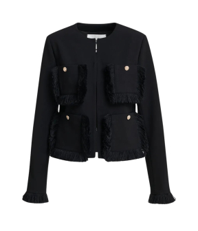 Essentiel Antwerp Fringed Jacket Jackets Zwart Kinetic