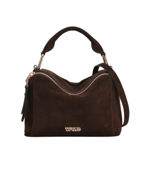 Essentiel Antwerp Suede Leather Bobbi Bag Handtassen Donkerbruin Karin