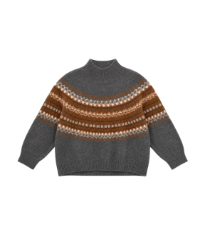 Zenggi Chunky Fair Isle Truien Donkergrijs Y03-1040 3012