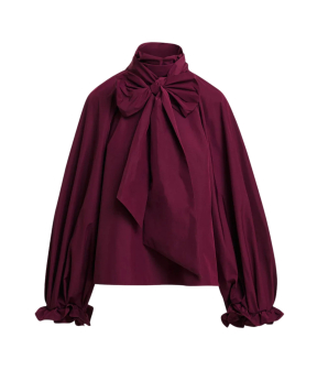 Essentiel Antwerp Pussy Bow Tie Top Tops Bordeaux Keily