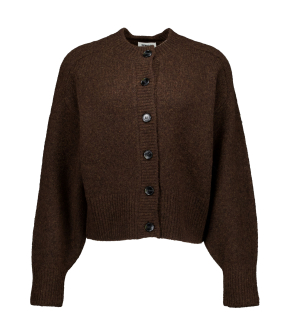 Zenggi Lamb Silk Round Neck Cardi Vesten Donkerbruin Y03-1019 3006
