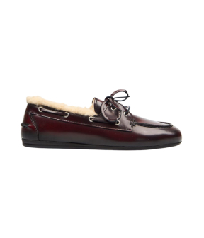 Posa Pw103 Loafers Bordeaux Boat Loafer Fur - Box Leather