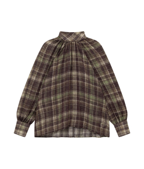 Sosue Bow Check Blouses Bruin 213ms1414
