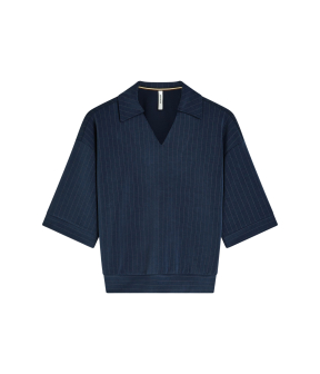 Summum Top Pinstripe Scuba  Donkerblauw 3s5253-30716