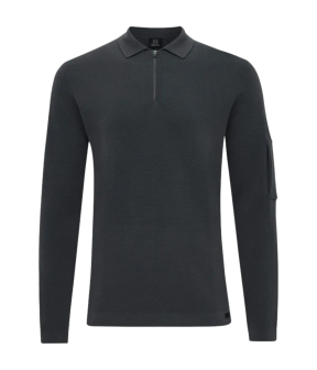 Genti Polo Zip Ls Polos Donkergrijs K4117-1258