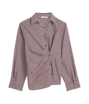Summum Blouse Two Tone Stripe Small Blouses Bordeaux 2s3532-12491