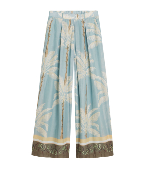 Summum Trousers Palmtree Print Single Border  Mint Groen 4s2993-12451