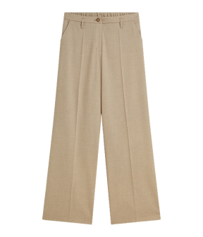 Summum Trousers Wide Leg Twill Melange Pantalons Beige 4s3047-12481