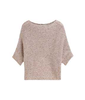 Summum Wrap Sweater Subtle Sequin Blend Knit Sweaters Beige 7s8030-70094