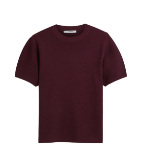 Summum Puff Sleeve Top Tech Viscose Knit Tops Bordeaux 7s8017-70087
