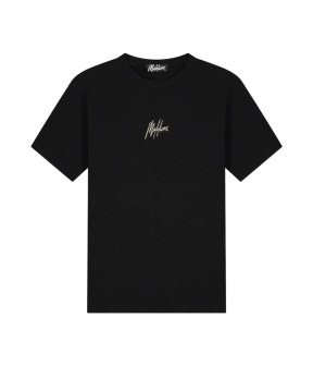Malelions Striped Signature T-shirt T-shirts Zwart Mm1-ss25-07
