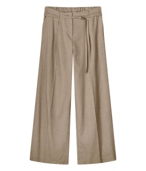 Summum Trousers Wide Linen Blend Twill  Taupe 4s2767-12157