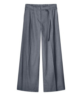 Summum Trousers Wide Linen Blend Twill  Blauw 4s2767-12157