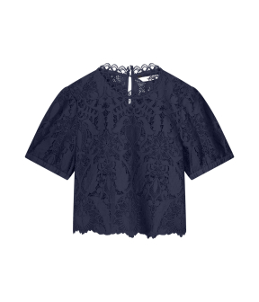 Summum Short Sleeve Top Lace  Blauw 2s3255-12182