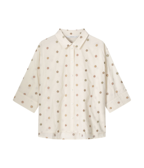 Summum 3/4 Sleeve Blouse Scattered Emboideryy  Beige 2s3054-11624