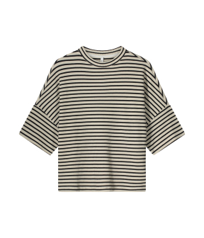 Summum Boxy Top Stripe Waffle  Zwart 3s5103-30662