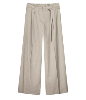 Summum Trousers Wide Linen Blend Twill  Beige 4s2767-12157