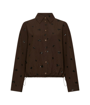 Nukus Iris Blouse Embroidery Blouses Donkerbruin Nkf02070