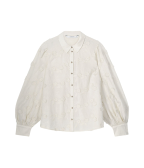 Summum Longsleeve Blouse 3d Flower Cotton  Beige 2s3222-12183