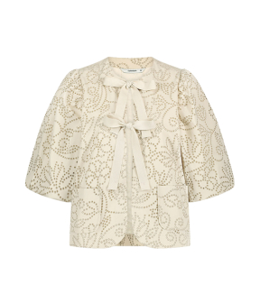 Summum Top Laser Cut Dots Blouses Beige 2s3314-12227