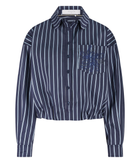 Nukus Ariana Blouse Stripe Blouses Donkerblauw Nkf02071