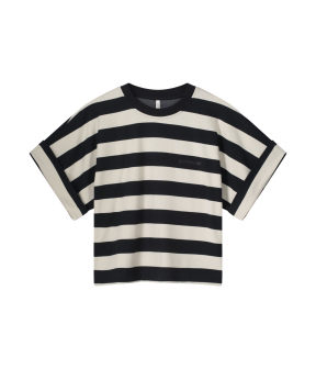 Summum Boxy Top Big Stripe Heavy Jersey  Blauw 3s5112-30681