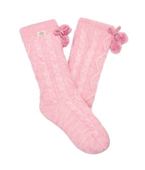 Pom fleece huis sokken roze