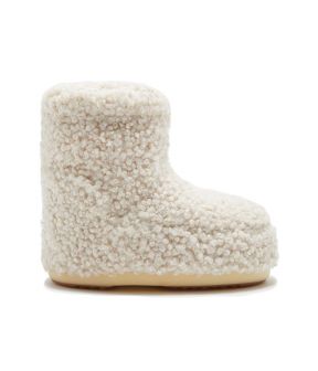 Icon low faux curly boots creme