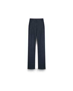 Summum Trousers Wide Leg Pinstripe Pantalons Donkerblauw 4s2905-12258