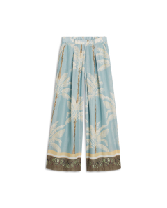Summum Trousers Palmtree Print Single Border  Mint Groen 4s2993-12451