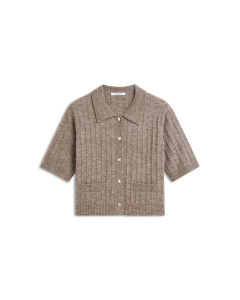 Summum Short Cardigan Soft Melange Knit Vesten Taupe 7s8019-70088