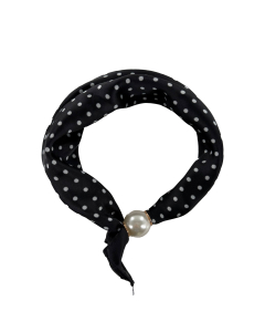 Tim &  Simonsen Chloe Scarf W. Magnetic Pearl Sjaals Zwart Tsj467 Small Dot Black