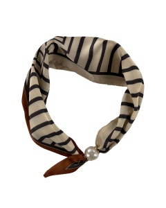 Tim &  Simonsen Chloe Scarf W. Magnetic Pearl Sjaals Bruin Tsj467 Stripe/brown