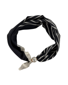 Tim &  Simonsen Chloe Scarf W. Magnetic Pearl Sjaals Zwart Tsj467 V-stripes Black