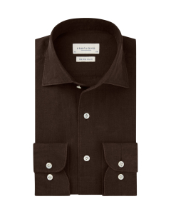 Profuomo Ppxh10041 Lange Mouw Overhemden Donkerbruin Ppxh10041