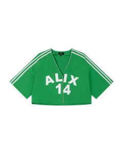 Alix The Label Ladies Woven Cropped Baseball Shirt T-shirts Groen 2604935683