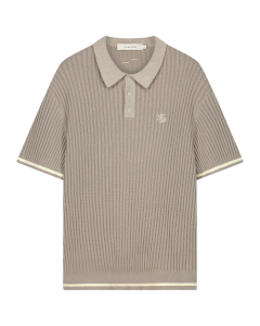 Filling Pieces 422670500246 Polos Taupe Knit Polo Boucle
