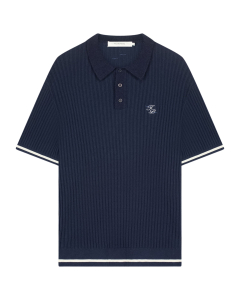 Filling Pieces 422670500246 Polos Donkerblauw Knit Polo Boucle
