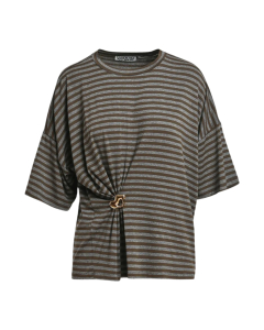 Essentiel Antwerp Striped T-shirt W Brooch T-shirts Khaki Kriss
