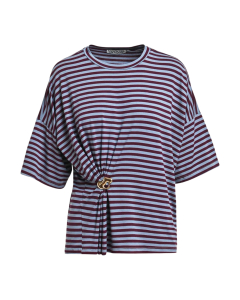 Essentiel Antwerp Striped T-shirt W Brooch T-shirts Bordeaux Kriss