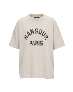 Mansour Paris College Destroyed T-shirts Beige Paris College Destroyed