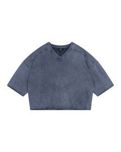 Alix The Label Ladies Knitted Cut Seam Sweat T-shirt T-shirts Donkerblauw 2606844797