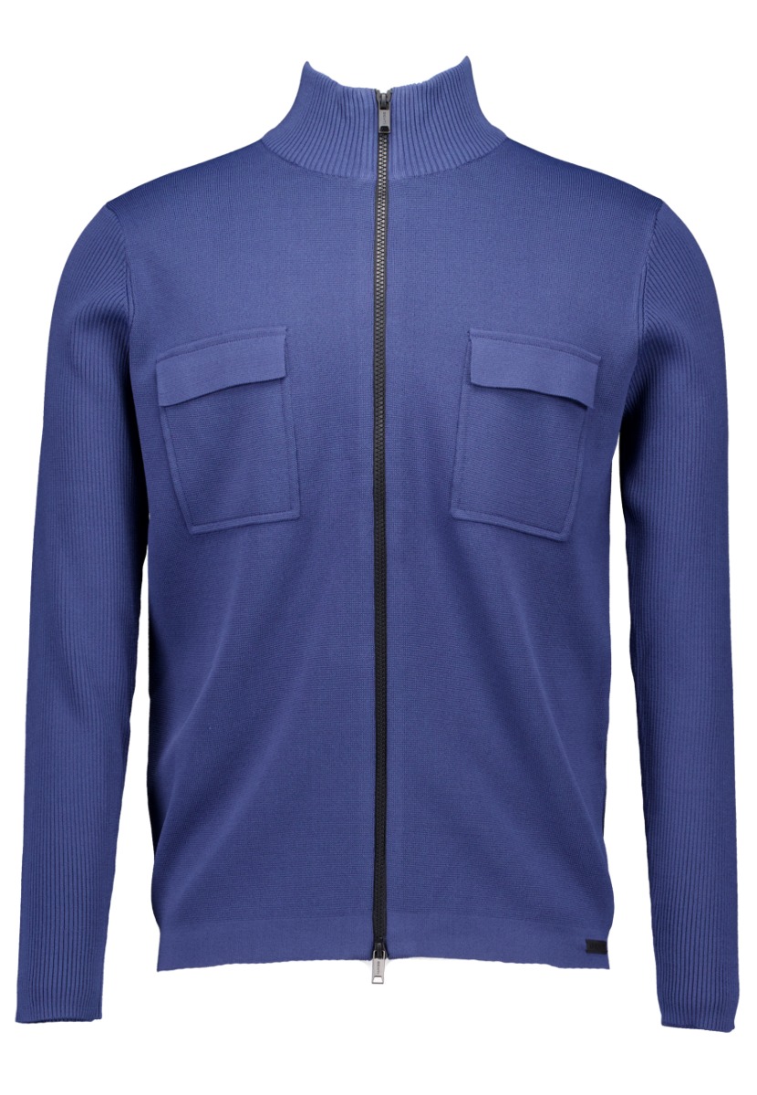 Genti Vest Blauw maat L Cardigan zip ls vesten blauw