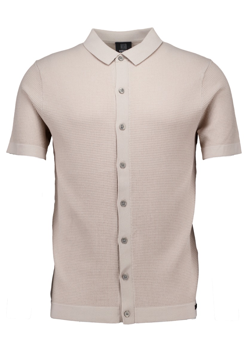 Genti Shirt Bruin maat L Buttons ss polos bruin