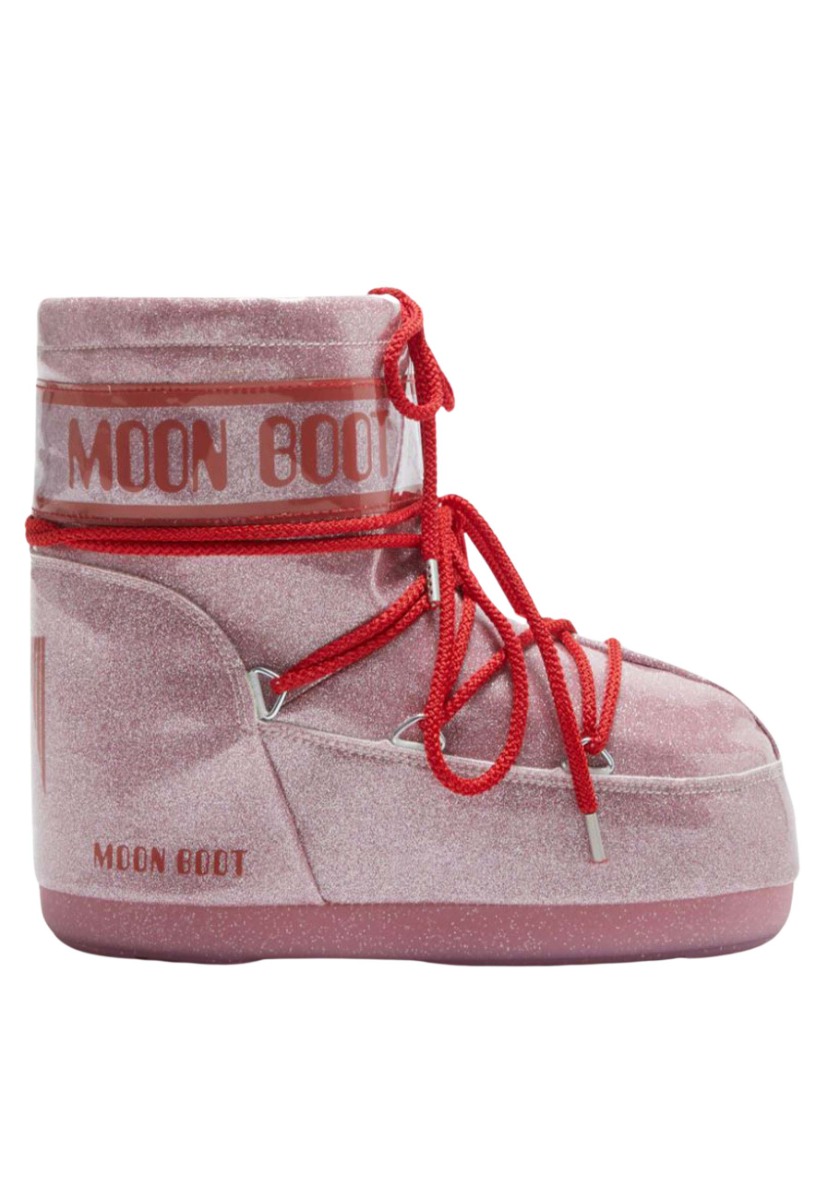 Moon Boot Icon low glitter boots roze Dames maat 39/41