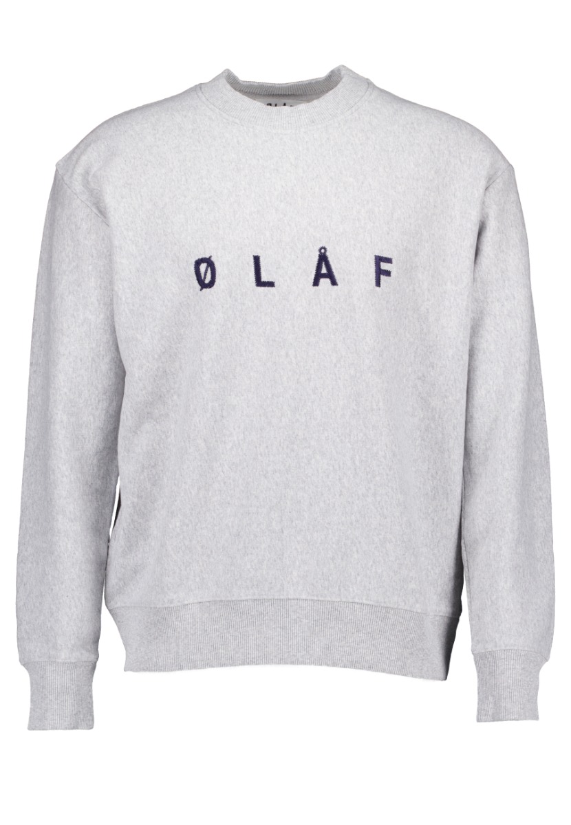 ØLÅF Trui Grijs maat M Embroidery crewneck truien grijs