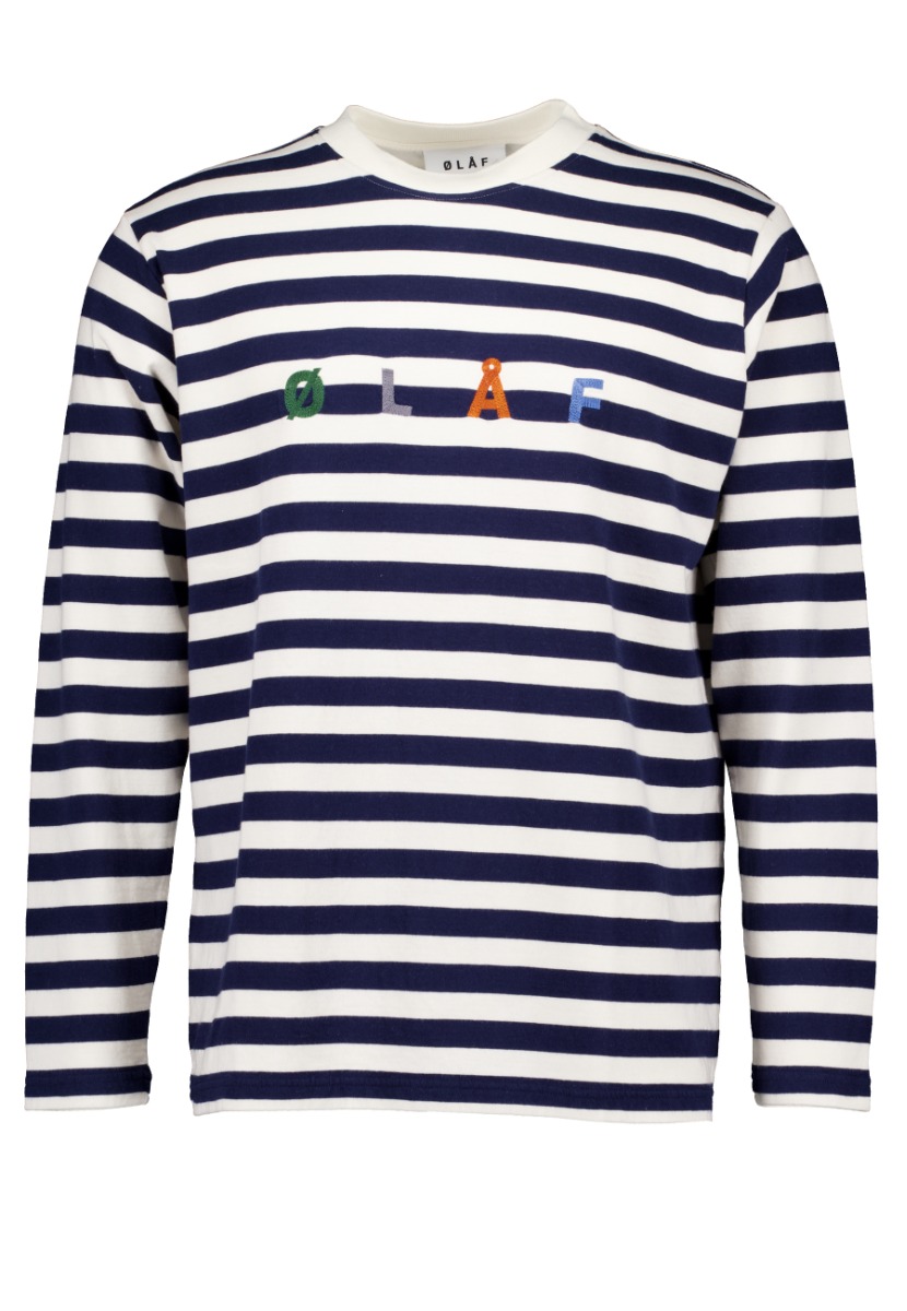 ØLÅF Shirt Blauw maat M Stripe sans ls tee longsleeves blauw