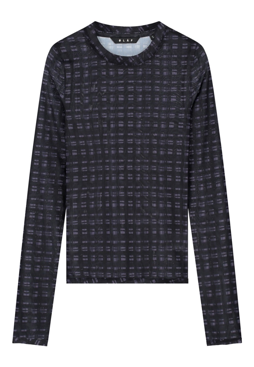 ØLÅF Shirt Zwart maat S Window check longsleeves zwart