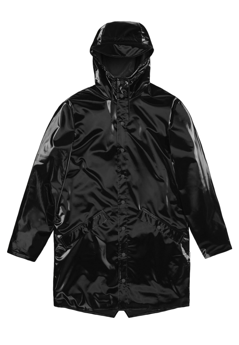 Rains Jas Zwart maat L Long jacket w3 regenjas zwart